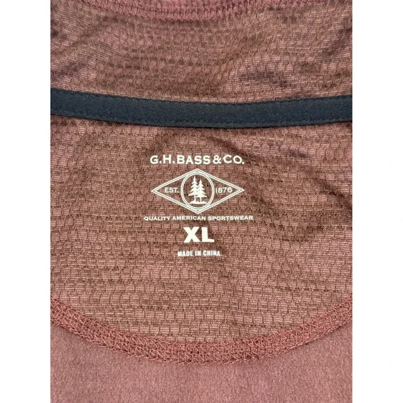 2 GH Bass & Co Men's XL 1/4 Zip Pullover‎ Sweatshirts Heathered Burgundy & Gray - Picture 5 of 15